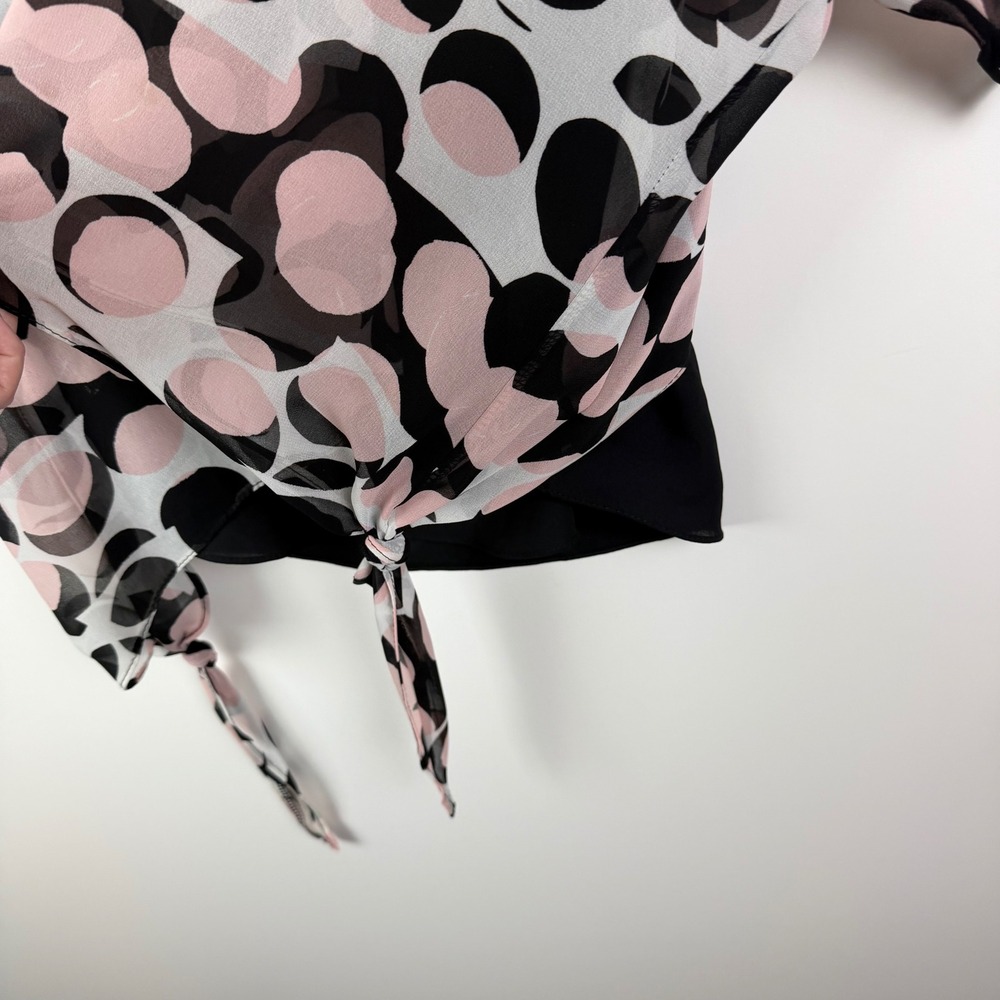 Joseph Ribkoff Polka Dot Sheer Overlay Blouse Size 4‎ Retro Lightweight Lined - Picture 3 of 10